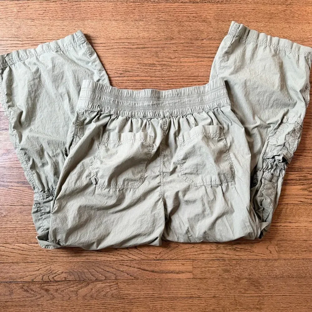 Aerie Olive Green Easiest Cargo Wide Leg Baggy Pants Size Large - Picture 4 of 9